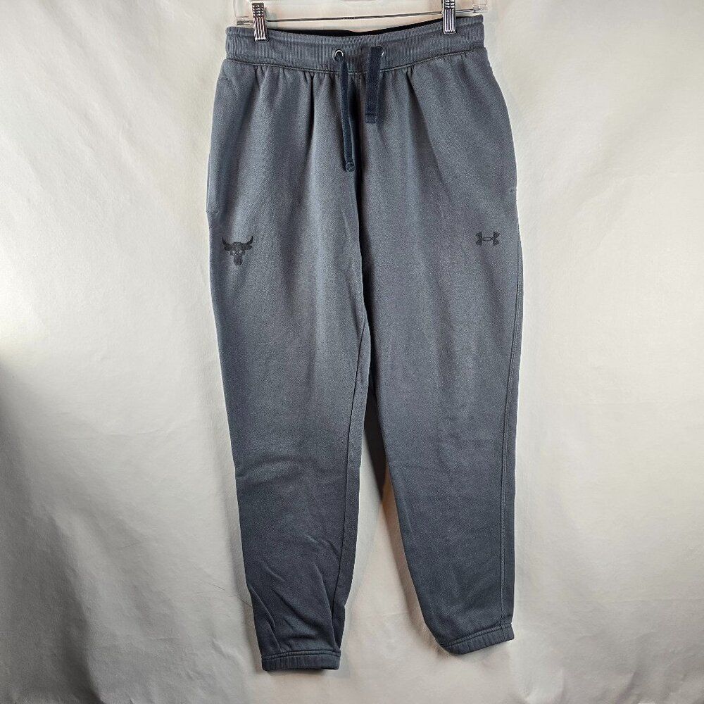 Under Armour Project Rock Sweatpants Mens Medium Grey Taper Fleece Jogger A41-08